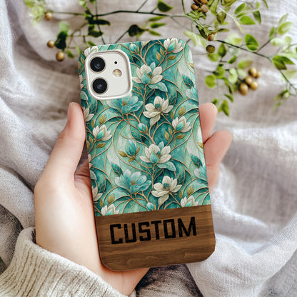 Green Floral Design Custom Phone Case with Unique Pattern