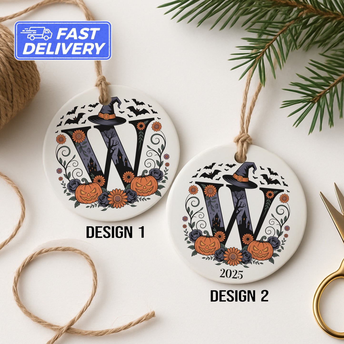 Halloween Witch Initial Personalized Ornament product