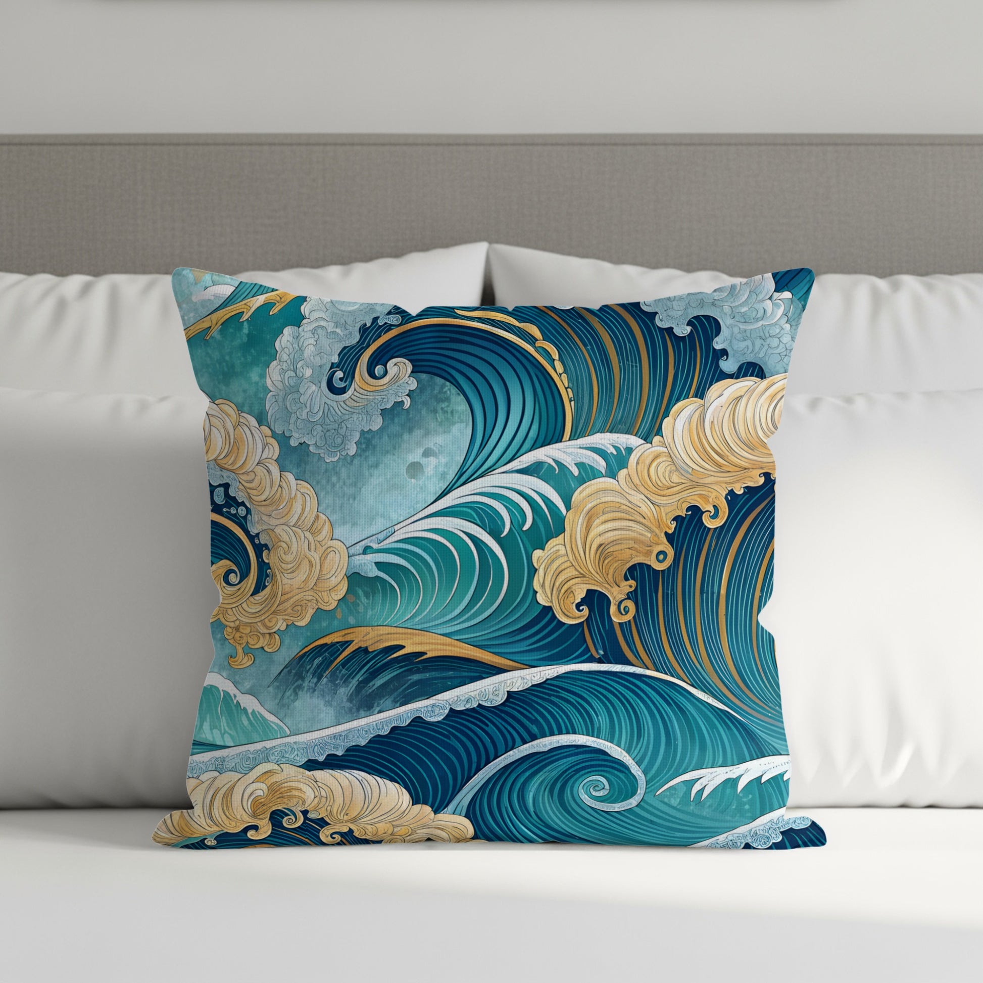 Ocean Waves Design Decorative Pillow for Stylish Home