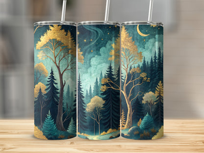 Enchanted Forest Night Sky Artistic Tumbler