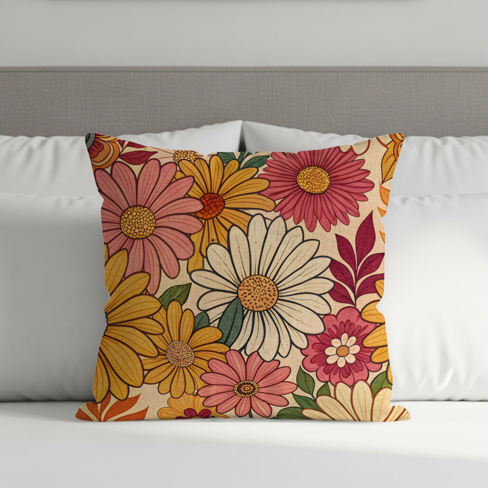 Vibrant Floral Pattern Decorative Throw Pillow