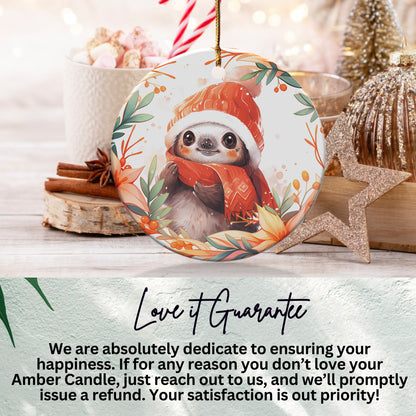 Cute Sloth in Festive Hat Christmas Ornament product