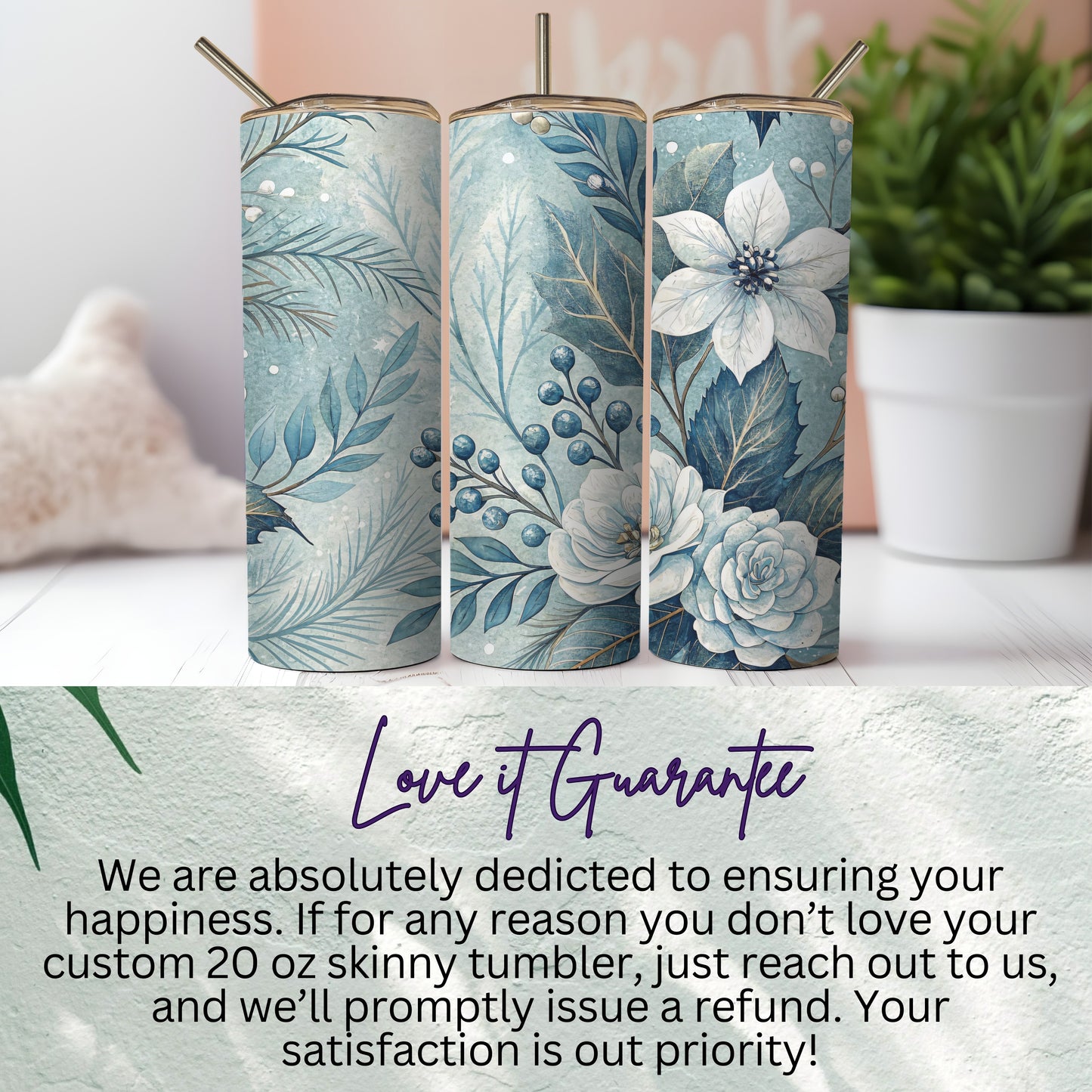 Beautiful Floral Design on 20 oz Skinny Tumbler