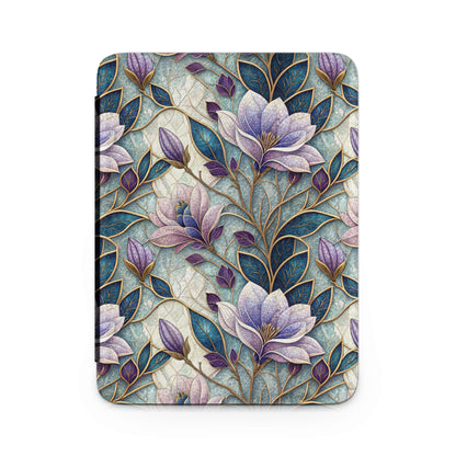 Elegant Purple and Blue Floral Patterned Tablet Case