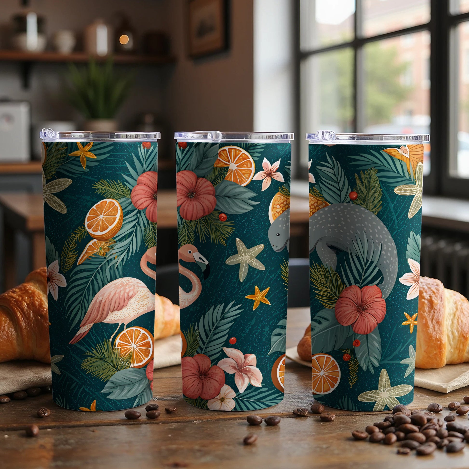 Tropical Floral Wildlife Insulated Tumbler Travel Mug