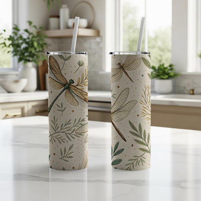 Dragonfly Meadow Watercolor Nature Design Seamless Tumbler - Walk Greener