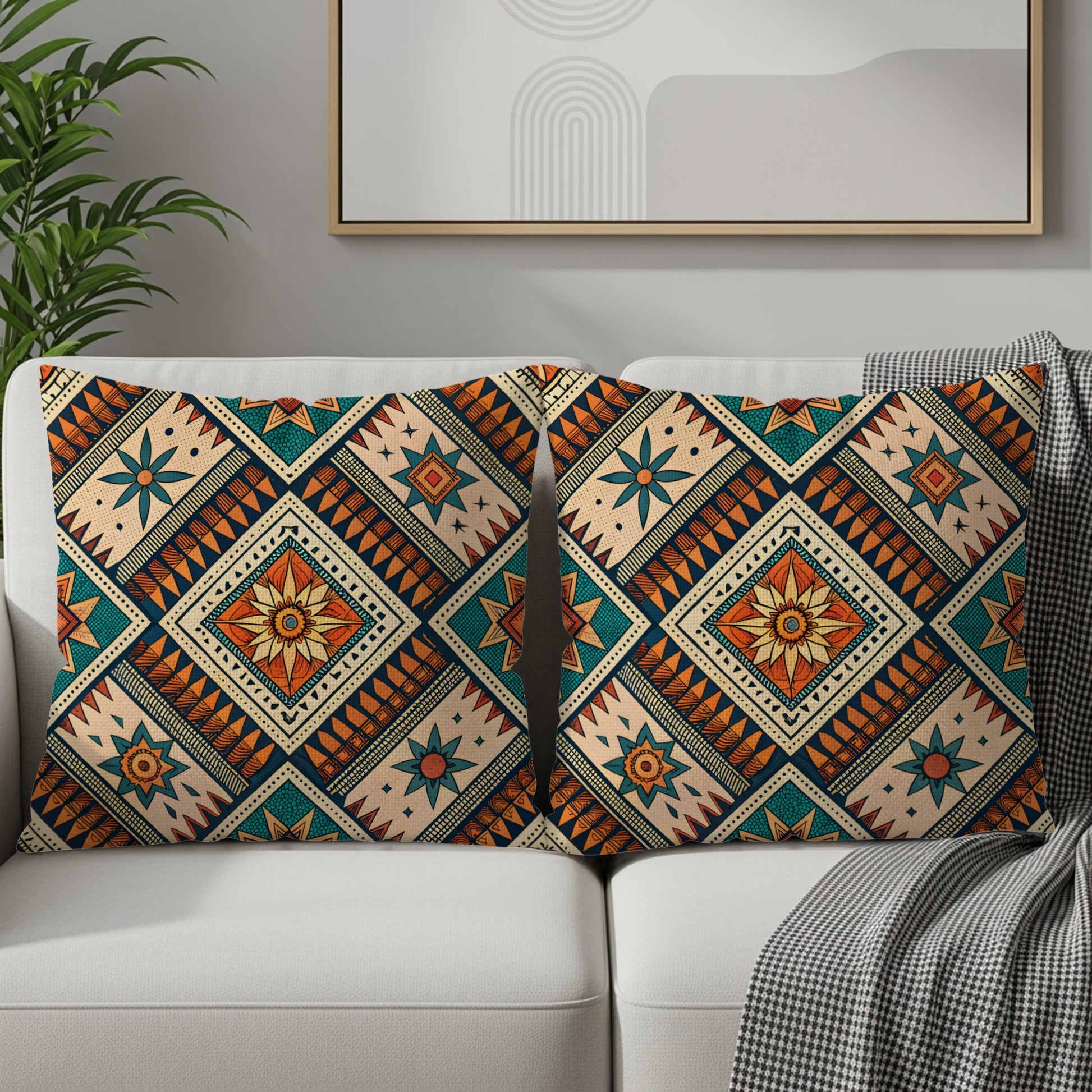 Colorful Geometric Patterned Throw Pillow Covers