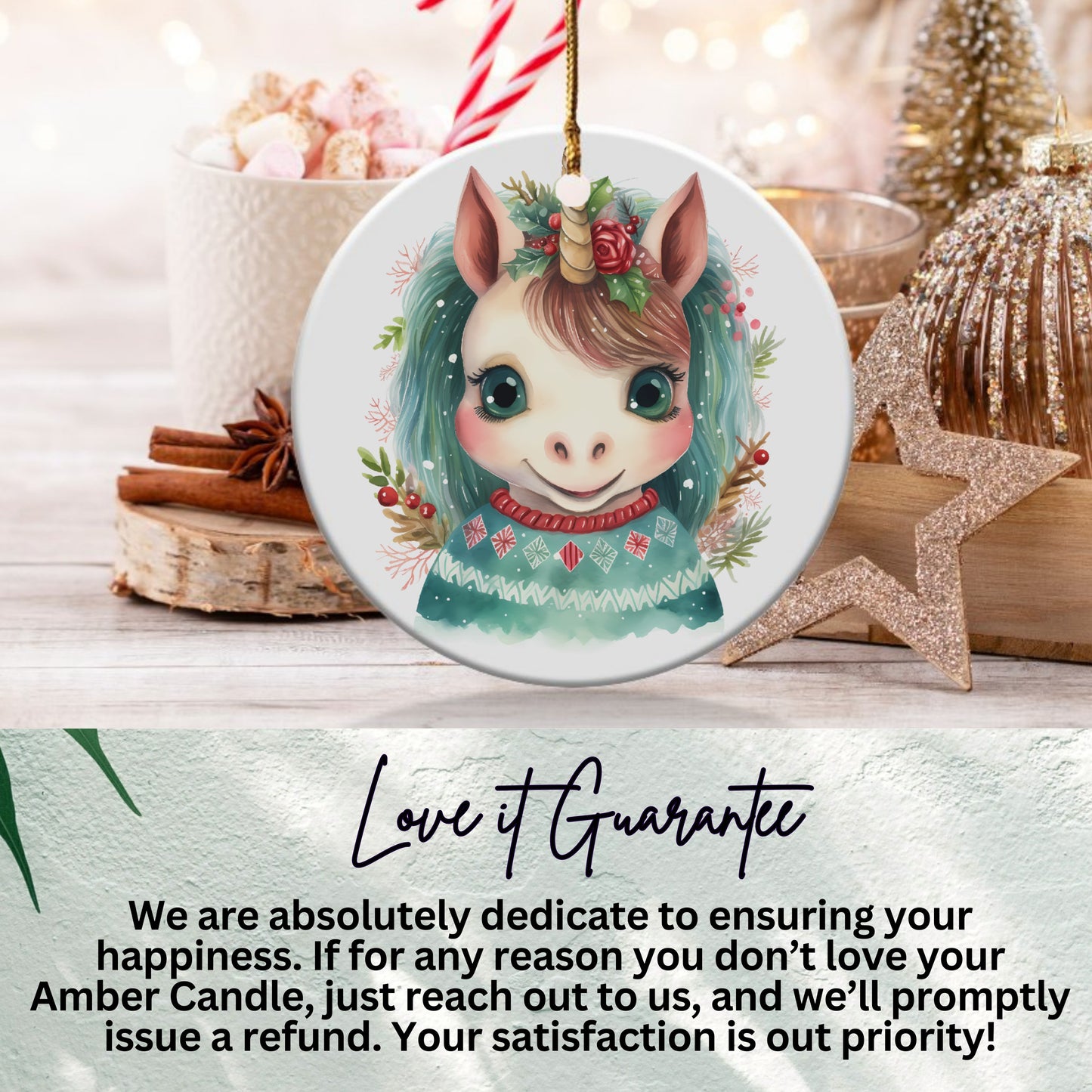 Cute Unicorn Heartwarming Christmas Ornament product