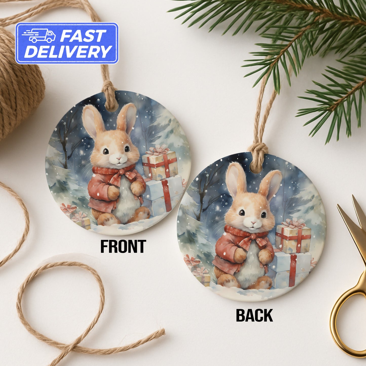 Cute Bunny Holiday Ornament Decoration Christmas product type