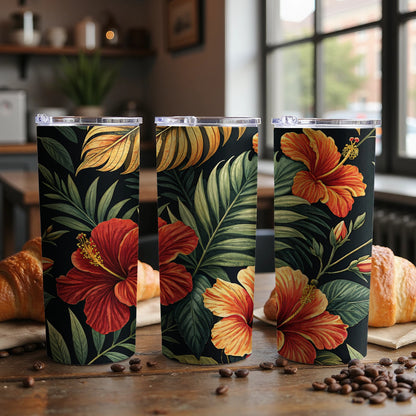 Vibrant Tropical Floral Design Insulated Tumbler Product