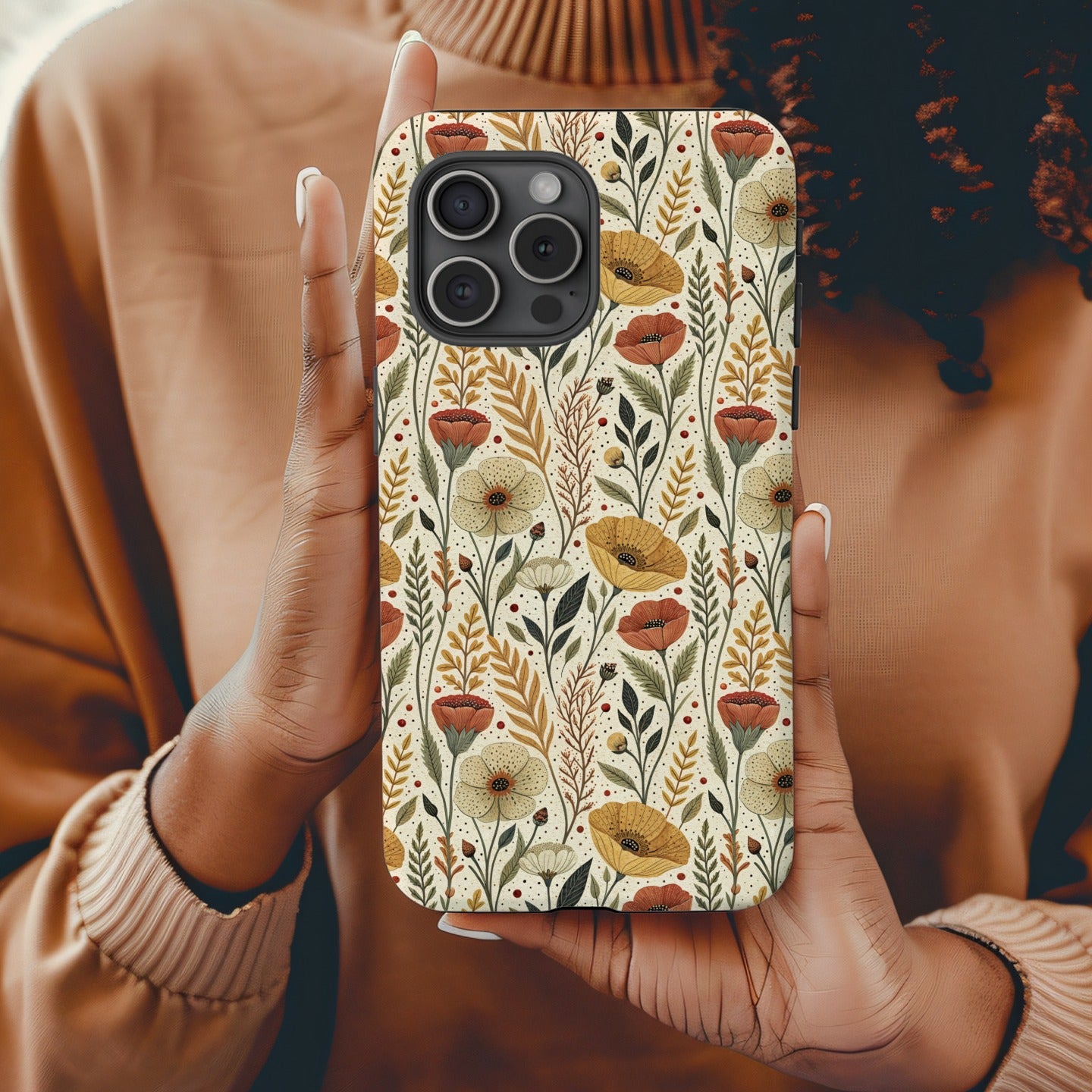 Vibrant Floral Pattern Phone Case with Botanical Design