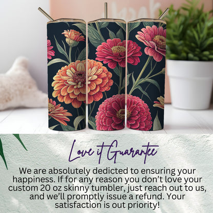 Vibrant Floral Skinny Tumbler with Love it Guarantee