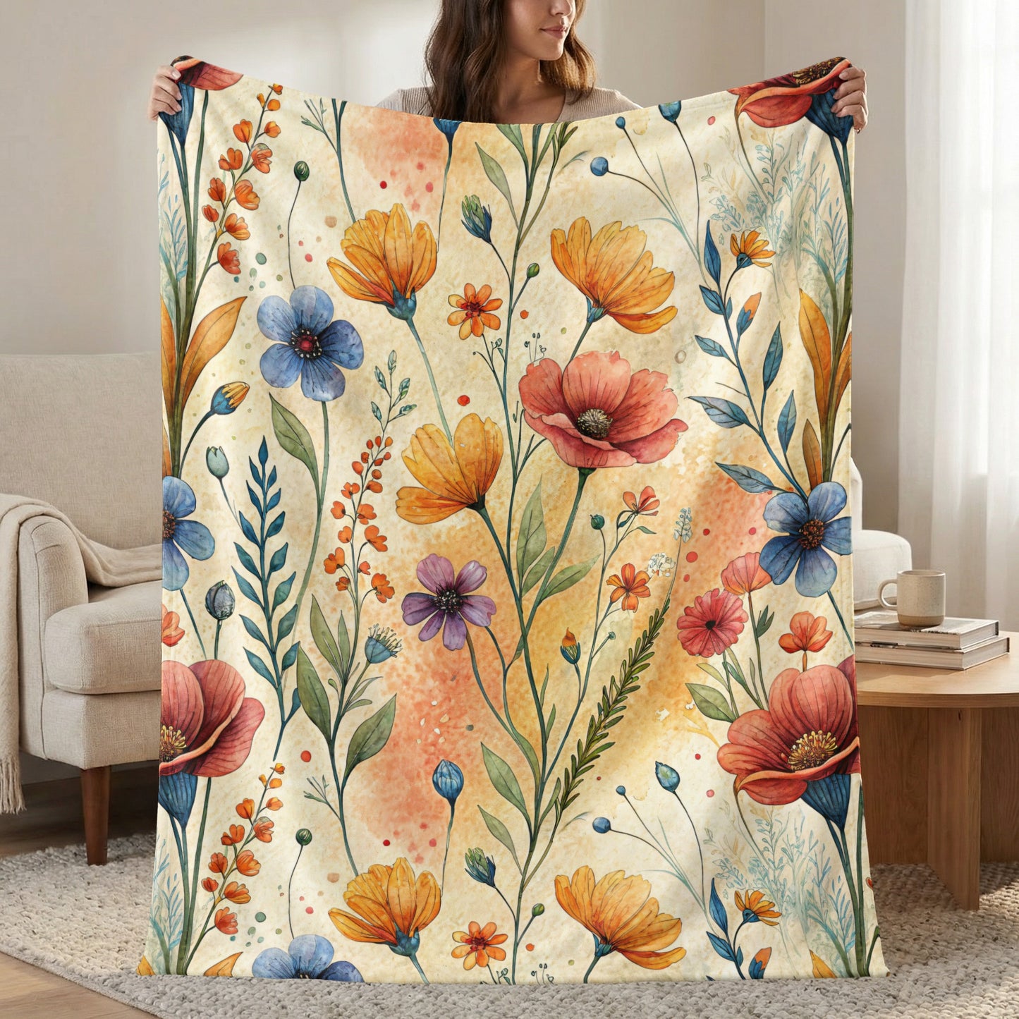 Colorful Watercolor Flowers Botanical Pattern Design - Walk Greener