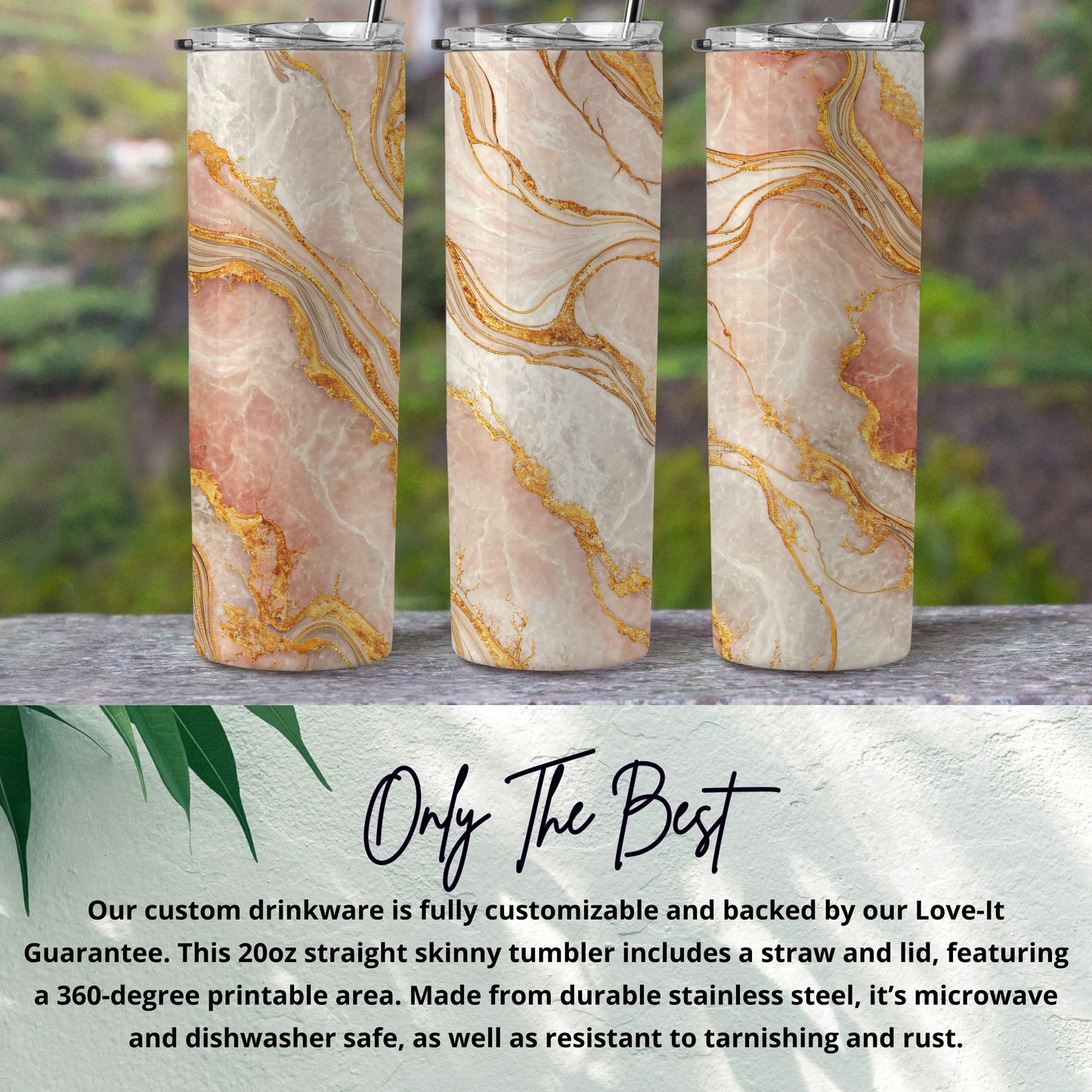 Customizable 20oz Skinny Tumbler with Lid and Straw