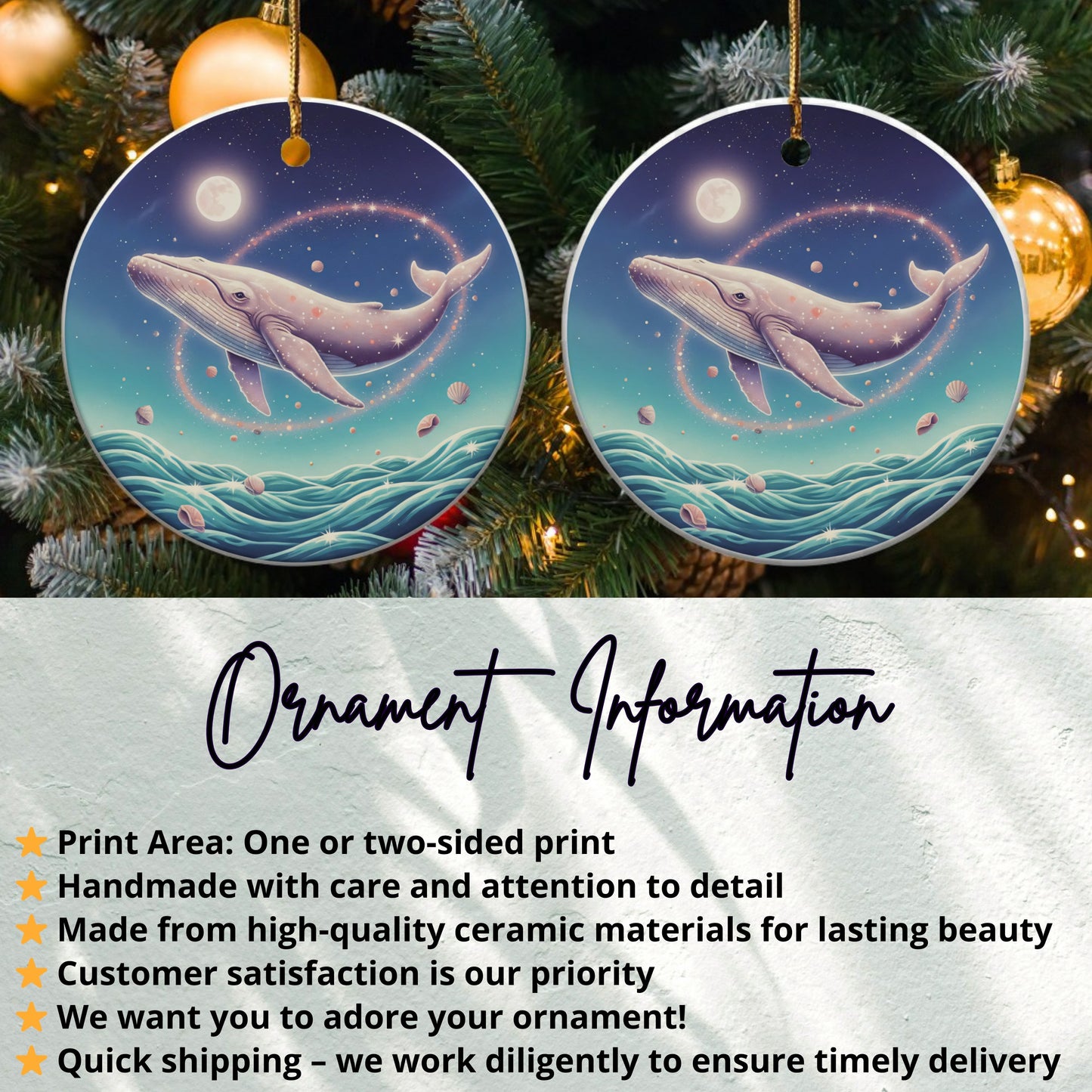 Moonlit Whale Christmas Ornament print product