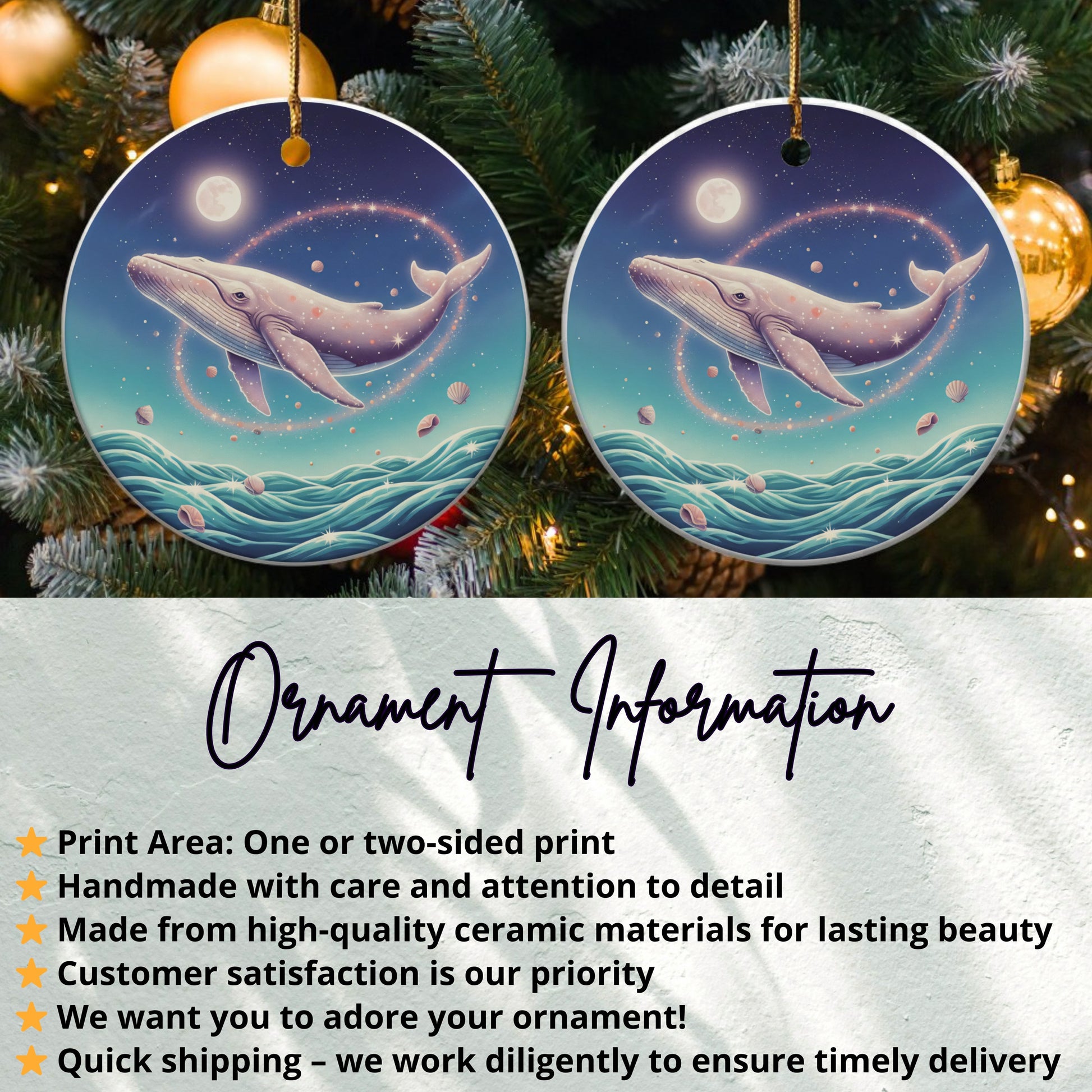 Moonlit Whale Christmas Ornament print product