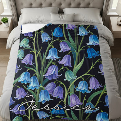 Blue and Purple Flower Design Jessica Blanket