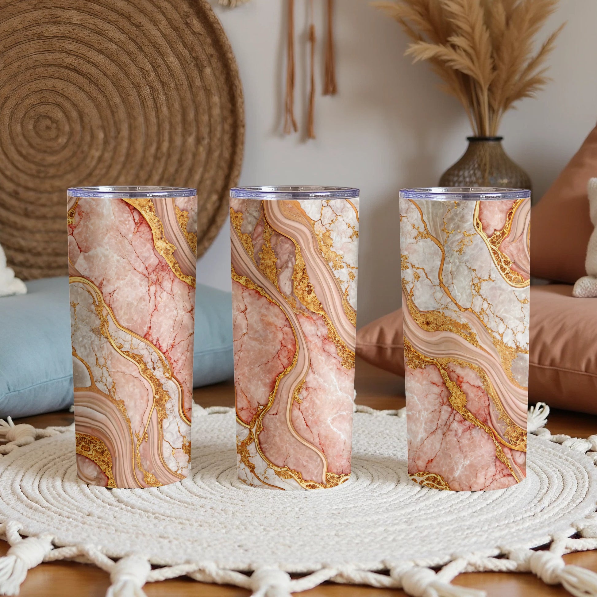 Elegant Marble Design Triple Set Tumbler