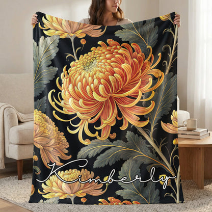 Custom Name Floral Personalized Cozy Blanket