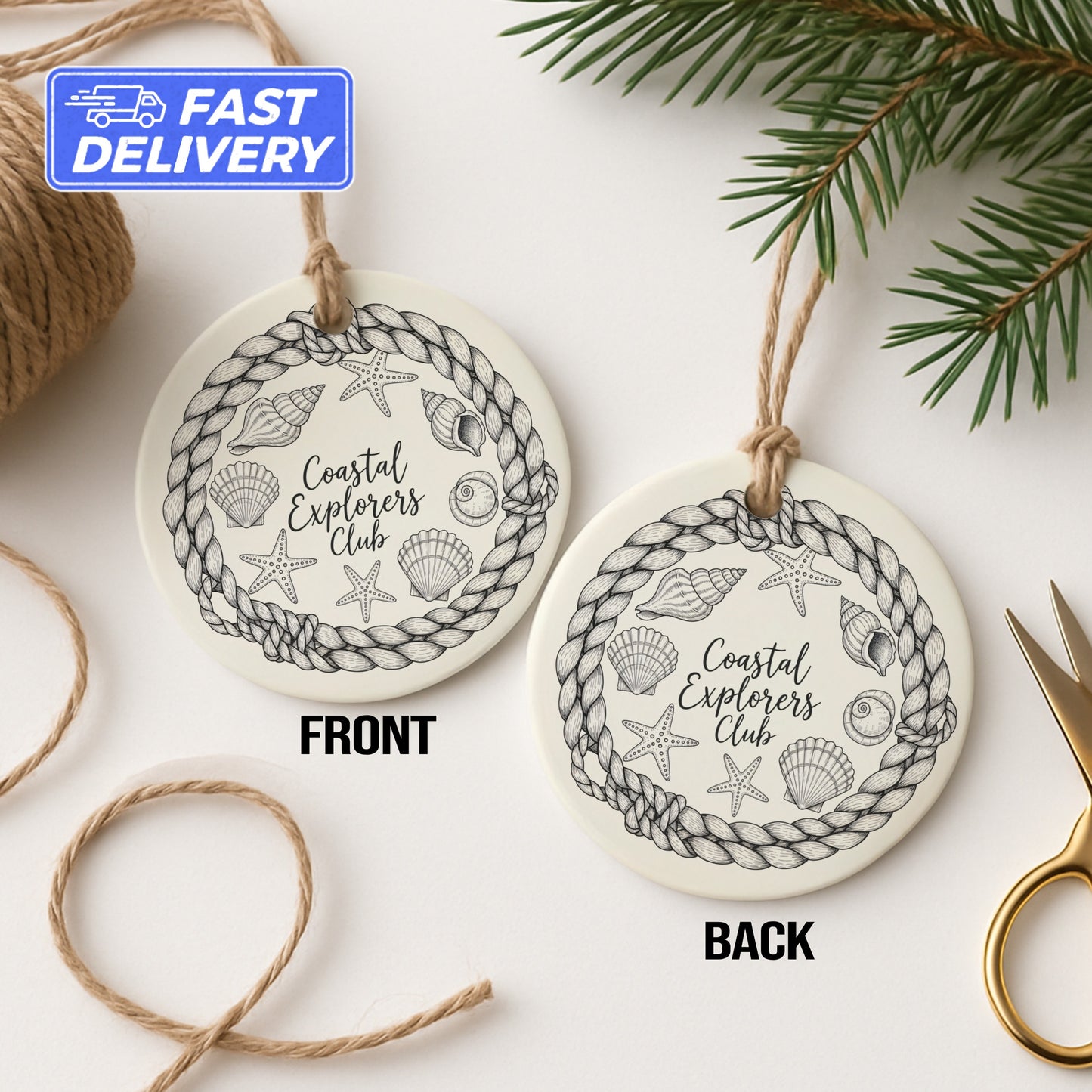 Coastal Explorers Club Hanging Ornament product
