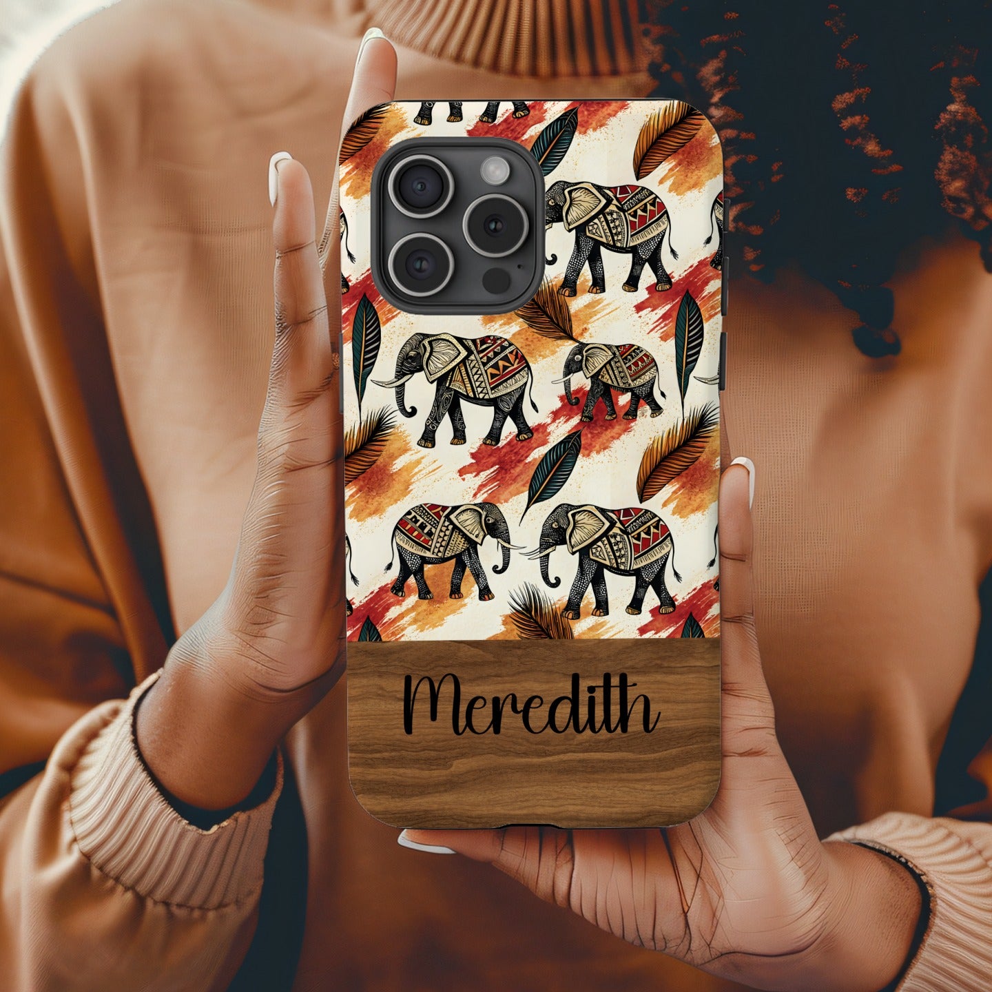 Elephant Print Personalized Phone Case