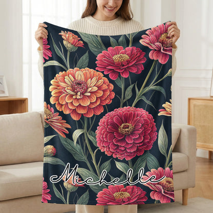 Floral Botanical Personalized Custom Name Blanket Gift - Walk Greener