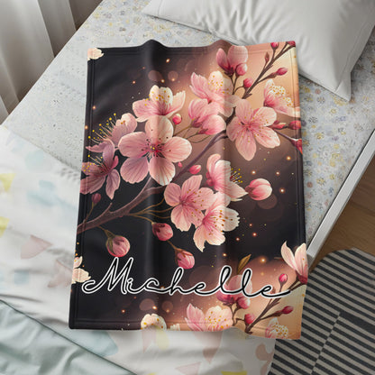 Michelle Personalized Cherry Blossom Blanket Gift
