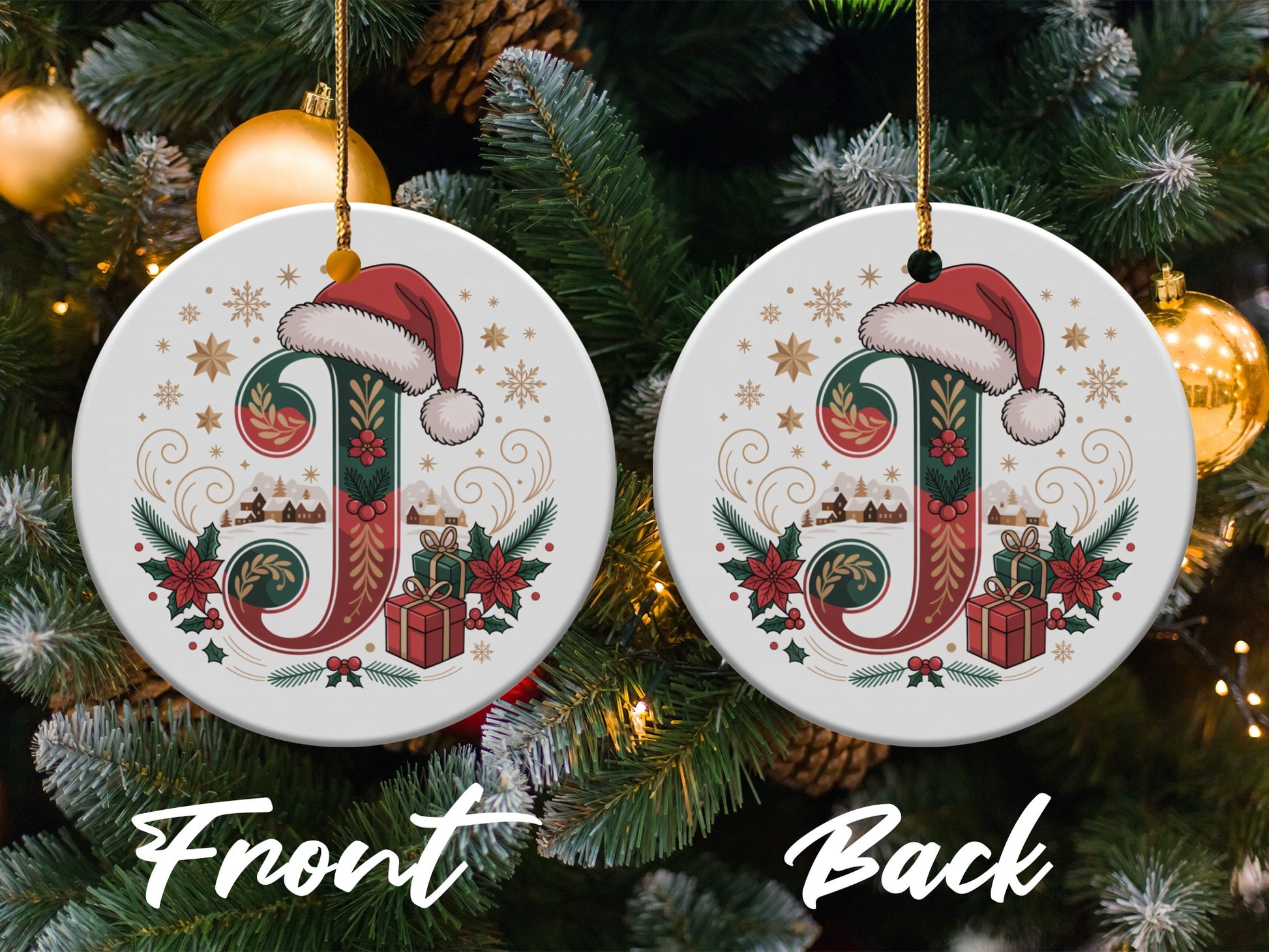 Personalized Christmas Ornament with Santa Hat product