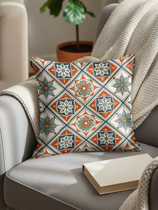 Floral Squares Vintage Style Decor Accent Design Pillows & Pillow Cases - Walk Greener