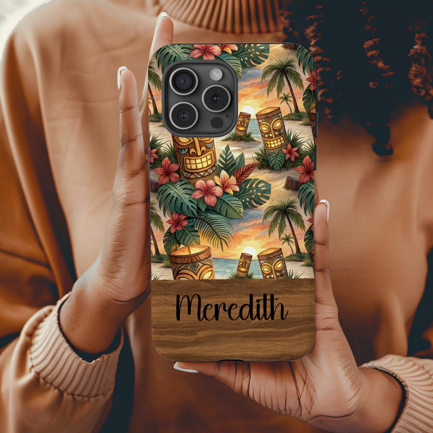 Tropical Tiki Idols Custom Beach View Phone Case - Walk Greener