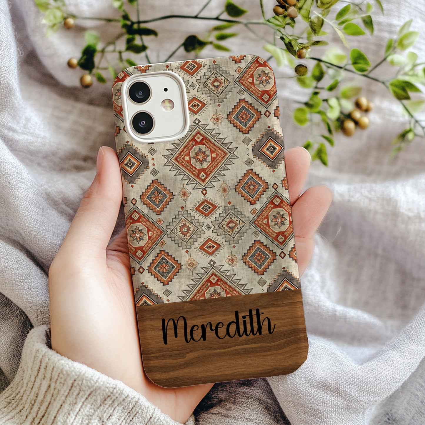 Custom Name Boho Pattern Designer Phone Case