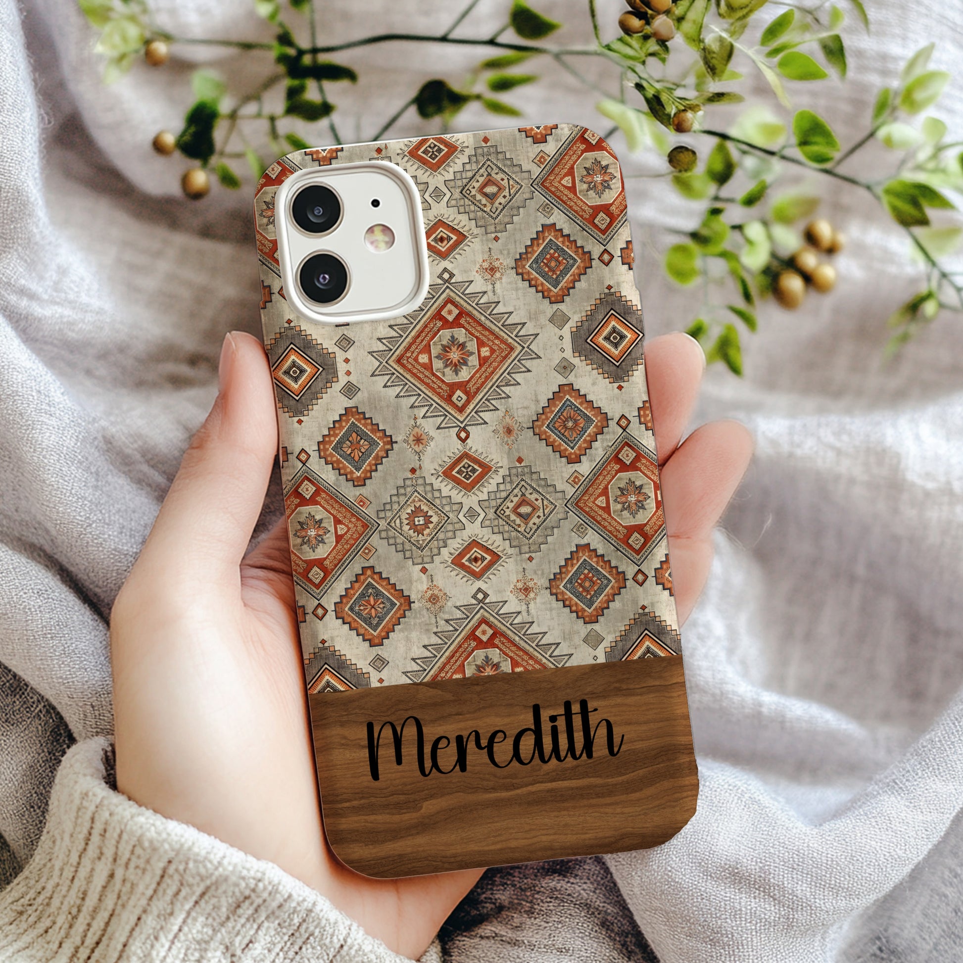 Custom Name Boho Pattern Designer Phone Case