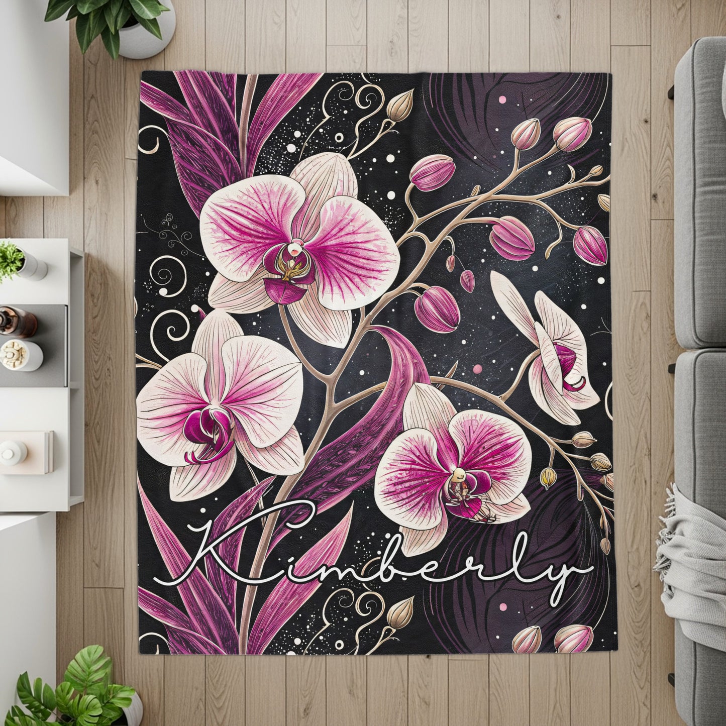 Personalized Kimberly Floral Design Area Rug