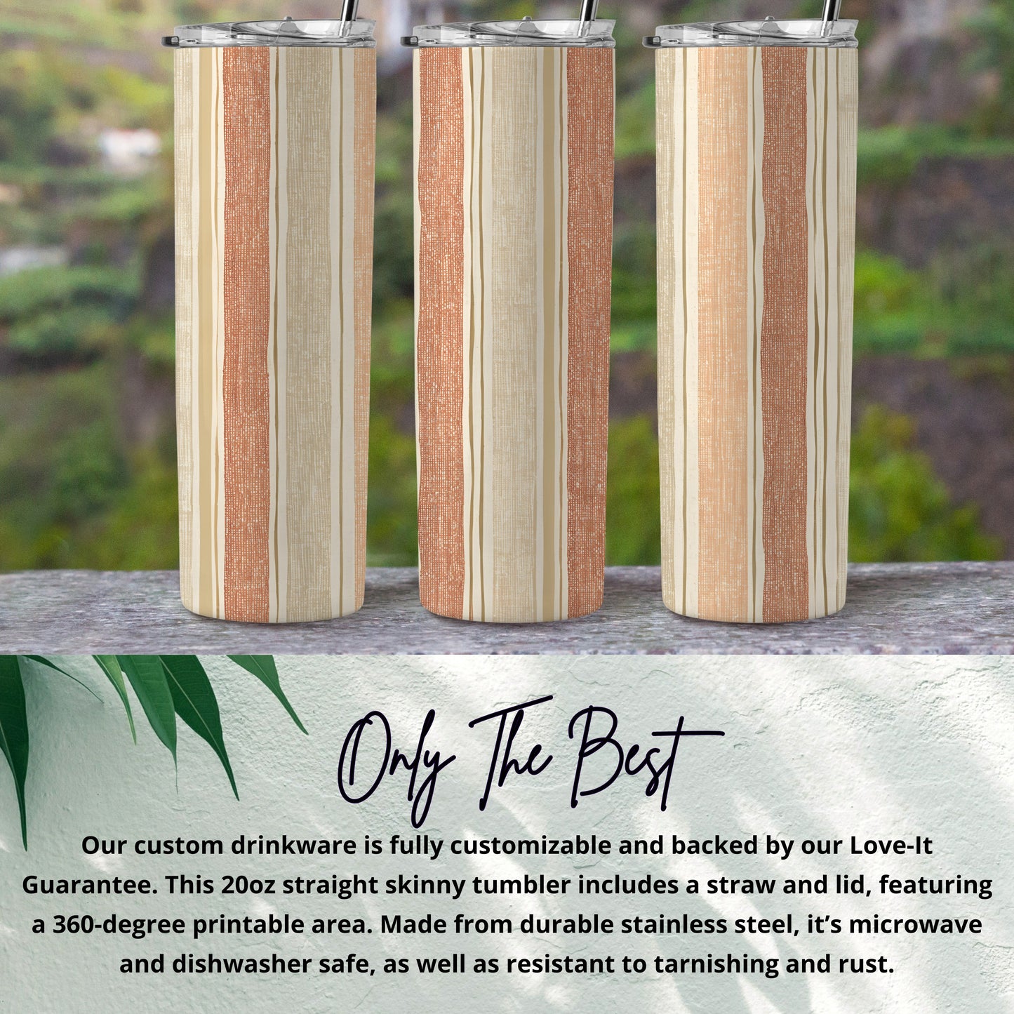 Customizable 20oz Skinny Tumbler with Straw and Lid
