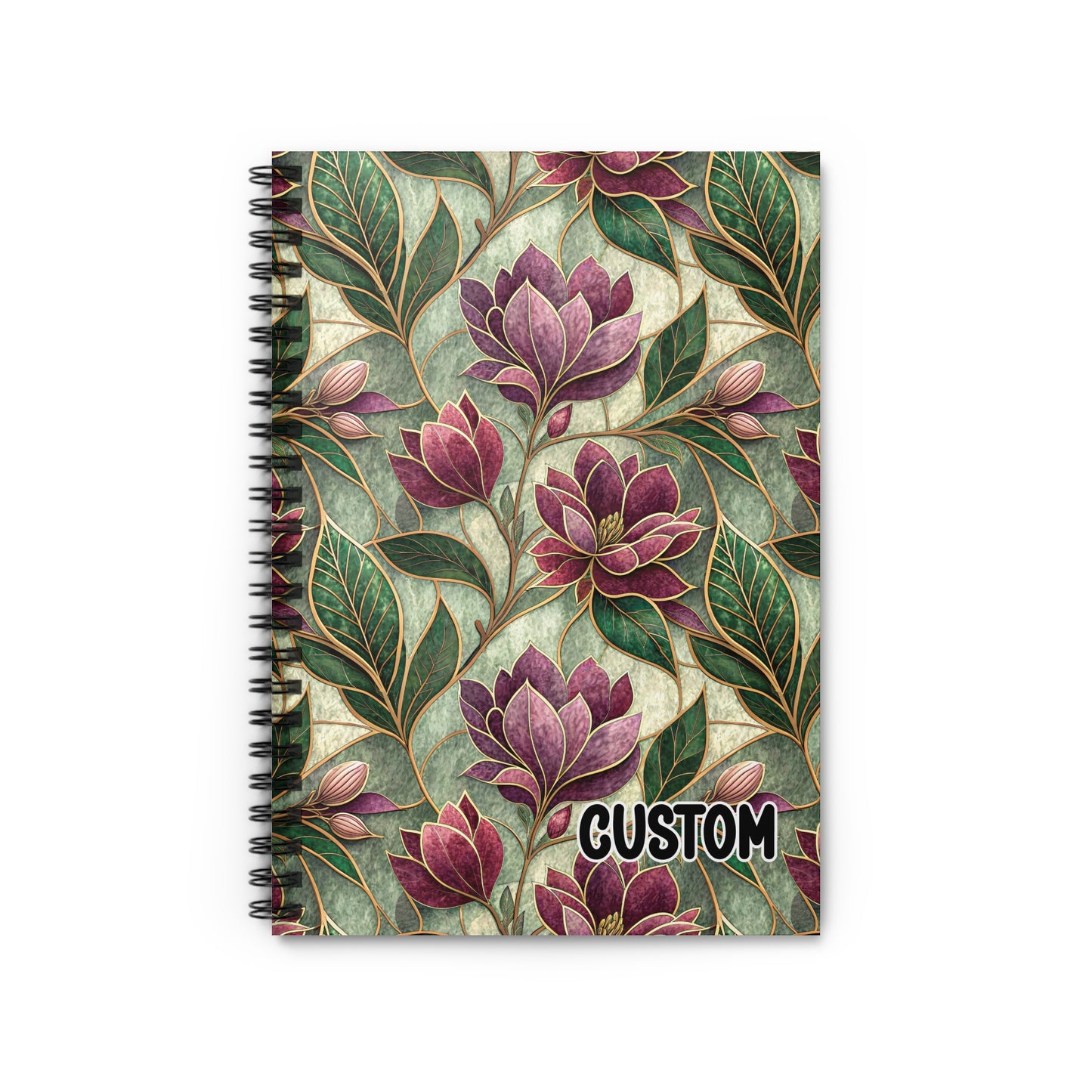 Custom Floral Design Spiral Notebook Customizable Cover