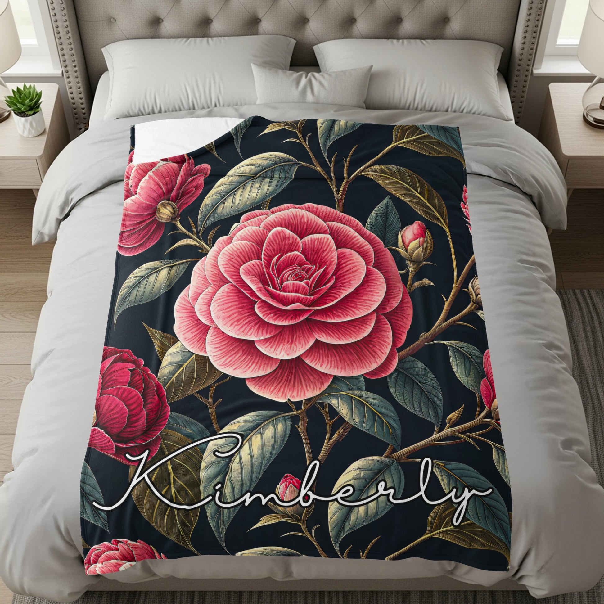 Kimberly Camellia Floral Print Bedding Quilt
