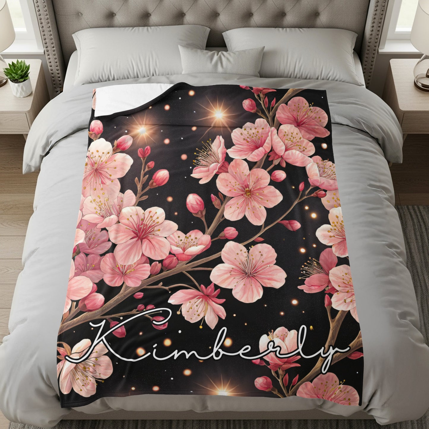 Personalized Kimberly Floral Design Bedding Blanket