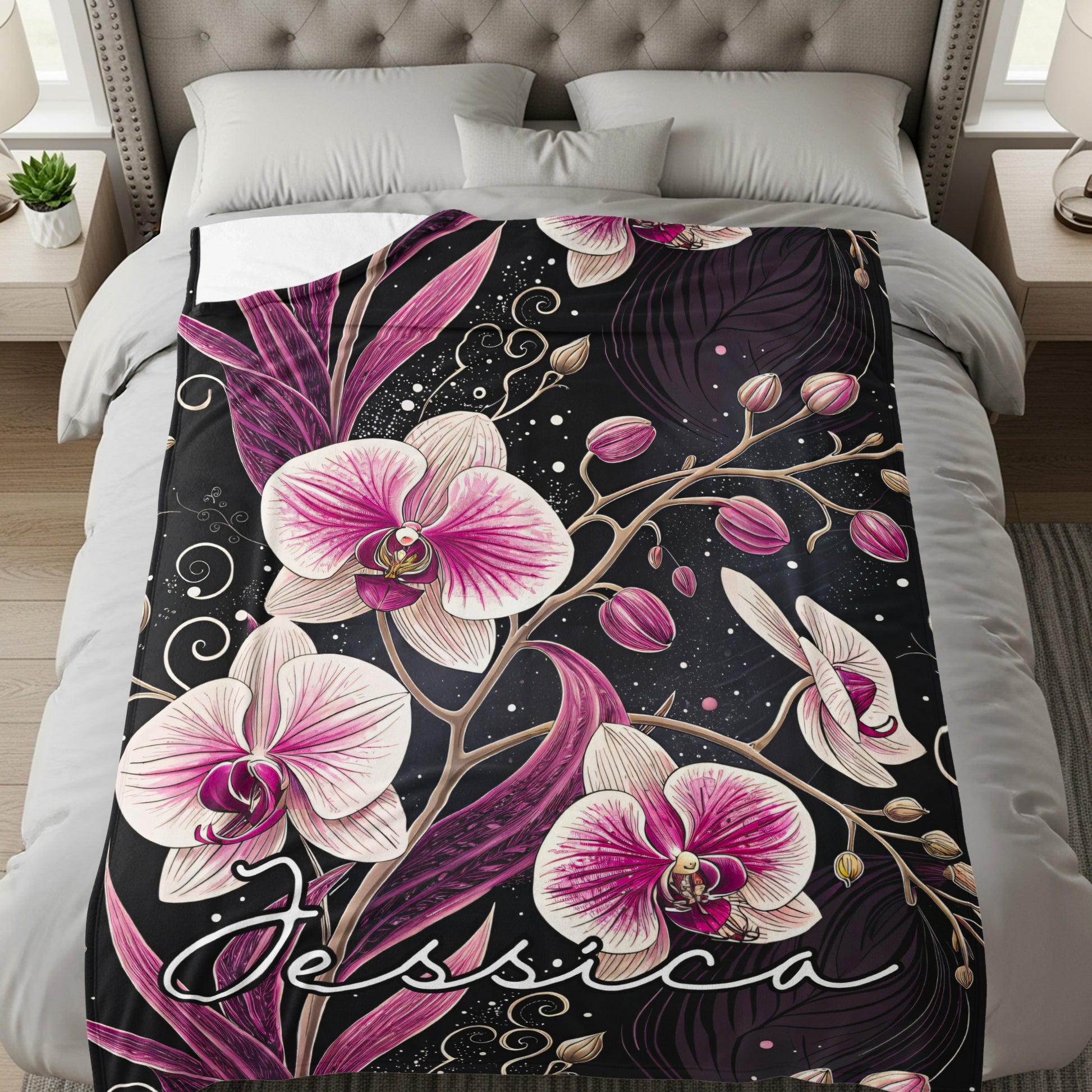 Elegant Floral Purple Design Jessica Blanket