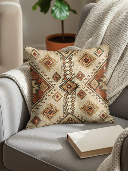 Rustic Diamond Pattern Beige And Brown Print Pillows & Pillow Cases - Walk Greener
