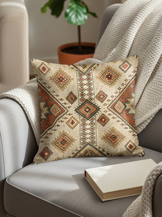 Rustic Diamond Pattern Beige And Brown Print Pillows & Pillow Cases - Walk Greener