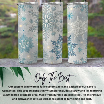 Stylish Snowflake Design Customizable Skinny Tumbler