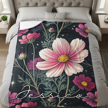 Floral Personalized Jessica Blanket with Cosmos Design