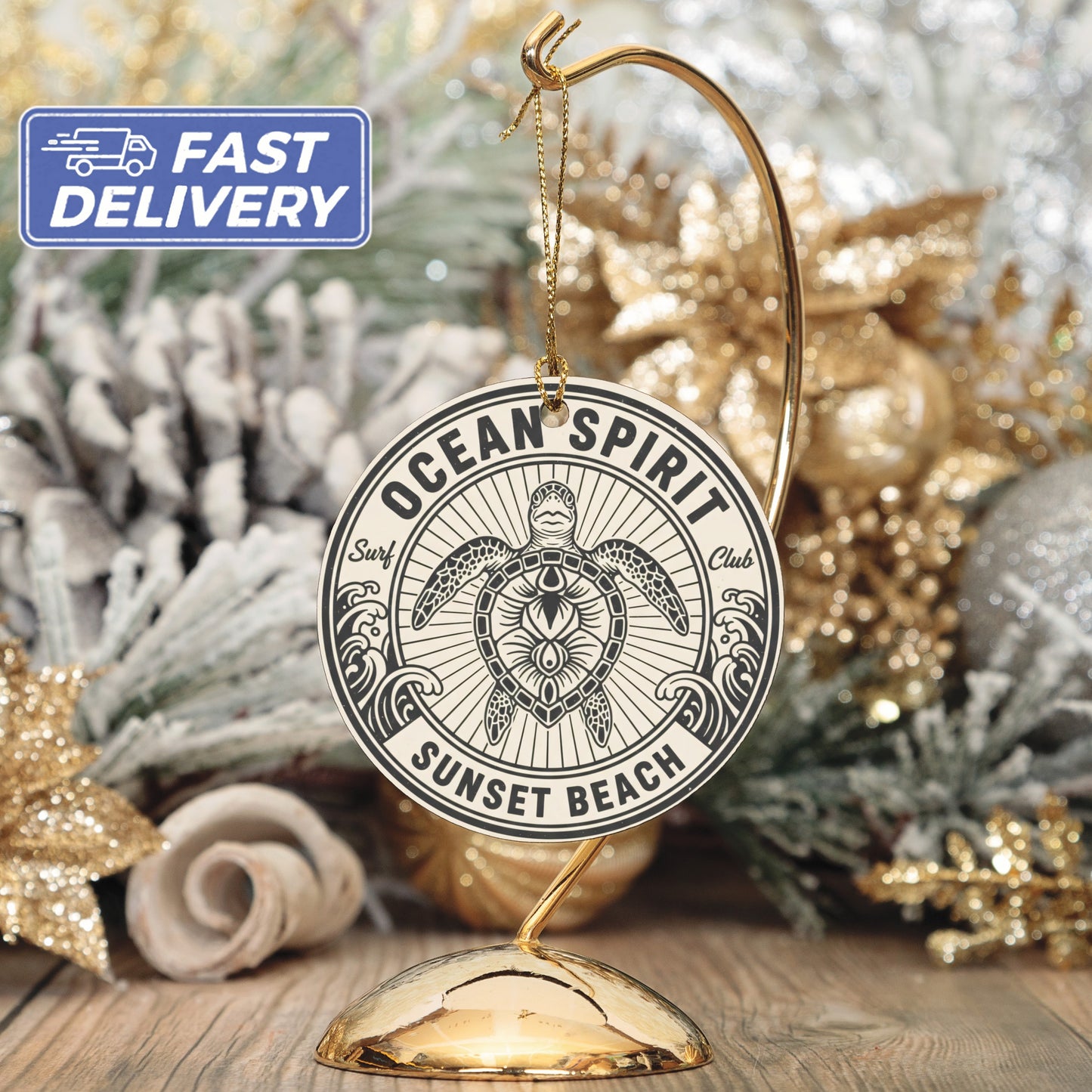 Ocean Spirit Sunset Beach Ornament product