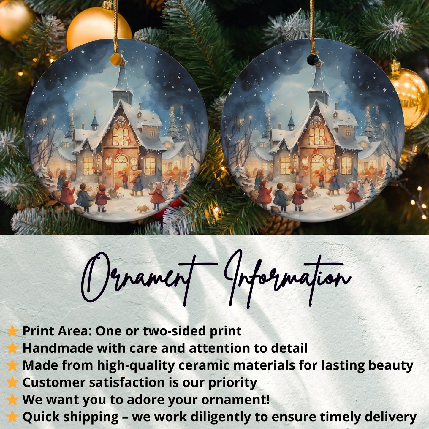 Vintage Christmas Village Decor Ornament print product