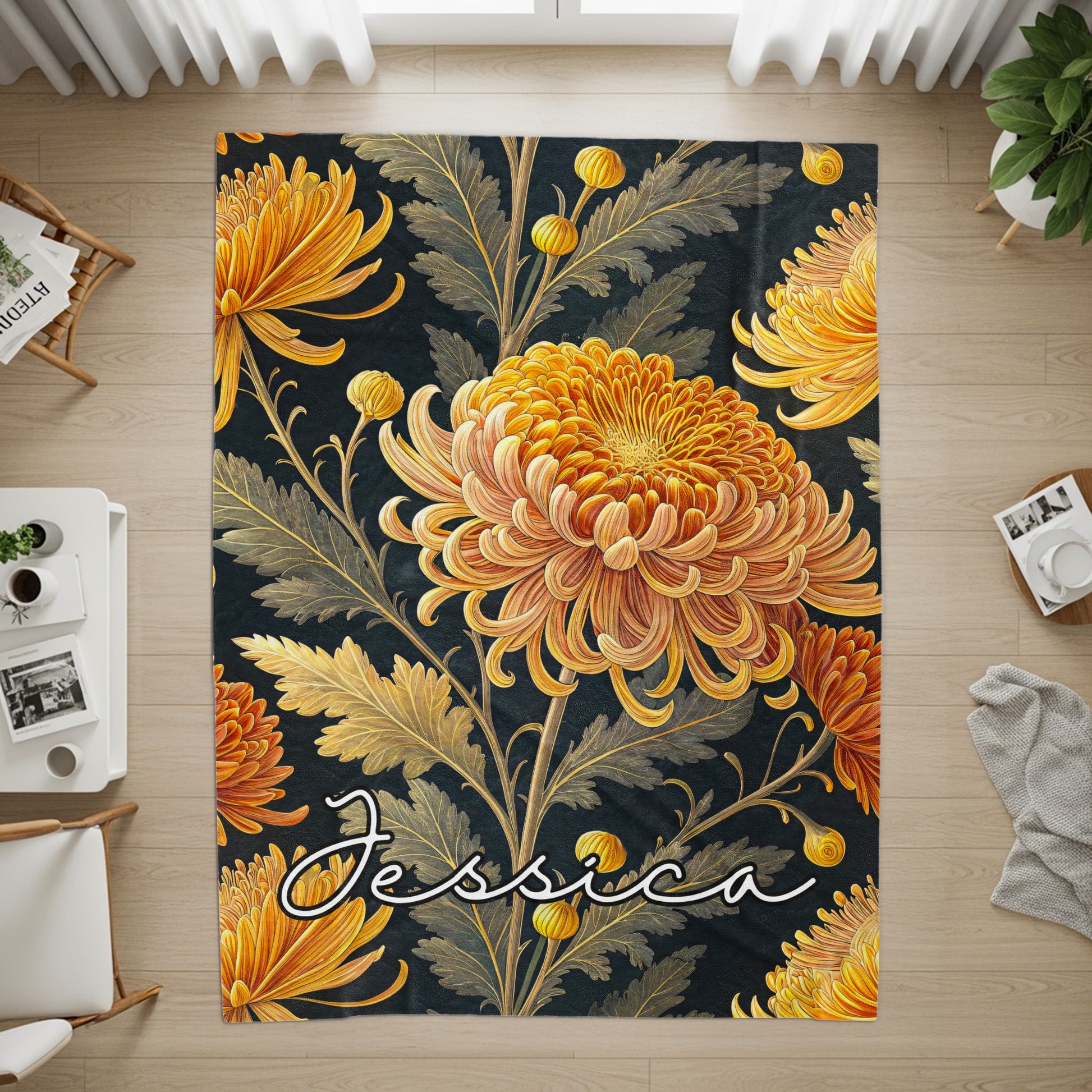 Custom Name with Floral Print Personalized Blanket - Walk Greener