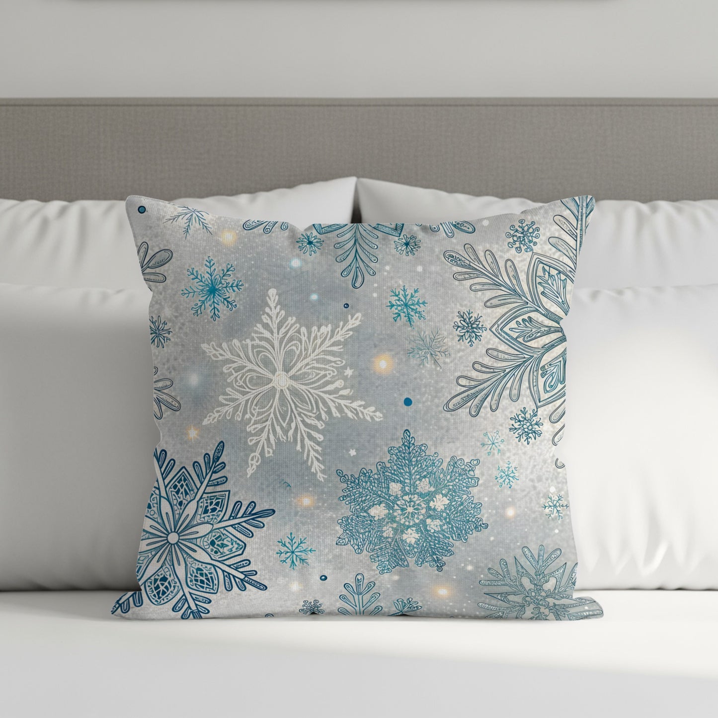 Sparkling Snowflakes Pattern in Winter Wonderland Throw Pillows - Walk Greener