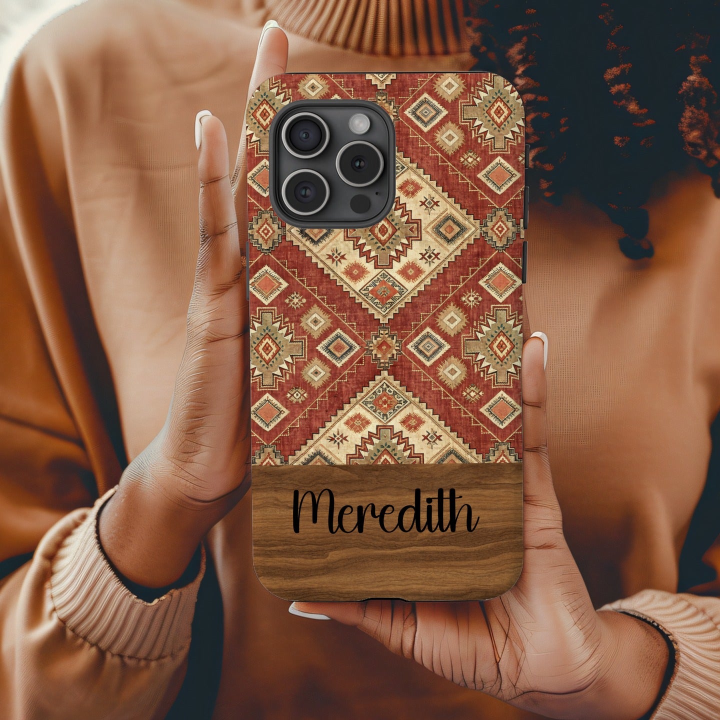 Custom Geometric Patterned Phone Case with Name Meredith
