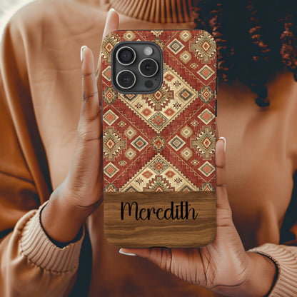 Custom Geometric Patterned Phone Case with Name Meredith