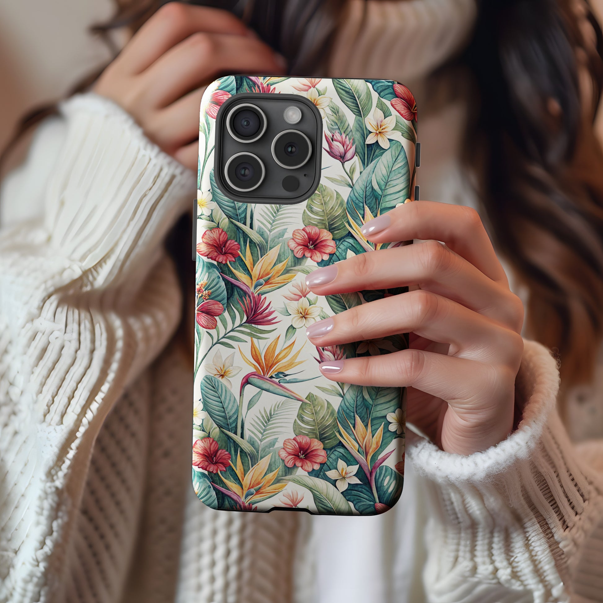 Tropical Floral Pattern Custom iPhone Case Product