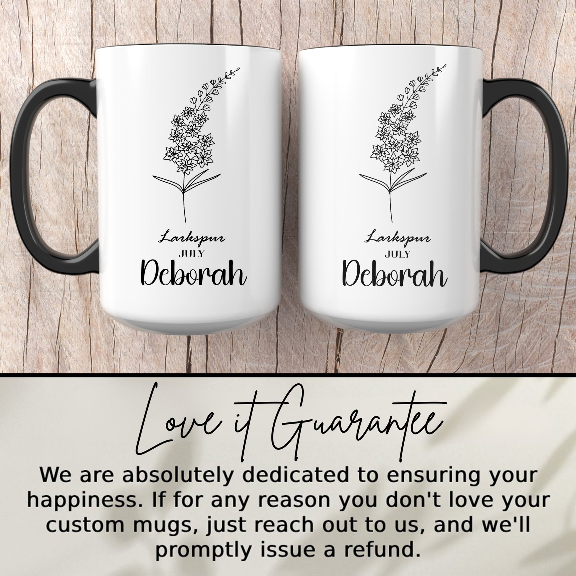 Personalized Larkspur July Deborah Custom Mug